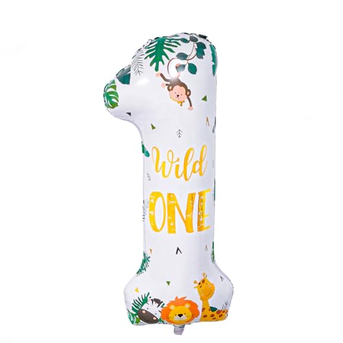 Wild One Jungle Safari Birthday Balloon - 40'' Number 1 Decoration