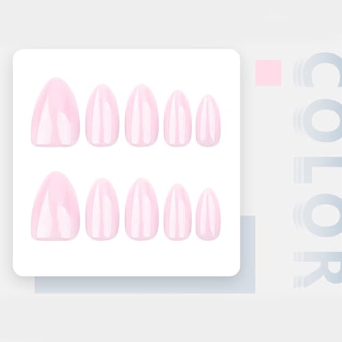 TOGZOM Pink Almond Press on Nails - 30Pcs Glossy Gel Acrylic Fake Nails