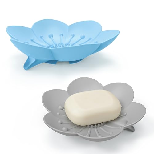 Mabnuby XL Self-Draining Soap Dish - Flexible Silicone Flower Holder