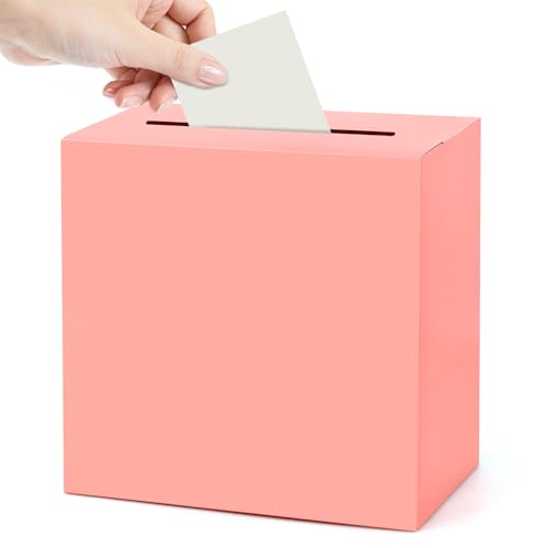 Pink Card Box for Weddings, Birthdays & Parties - 9x5x9 Inches
