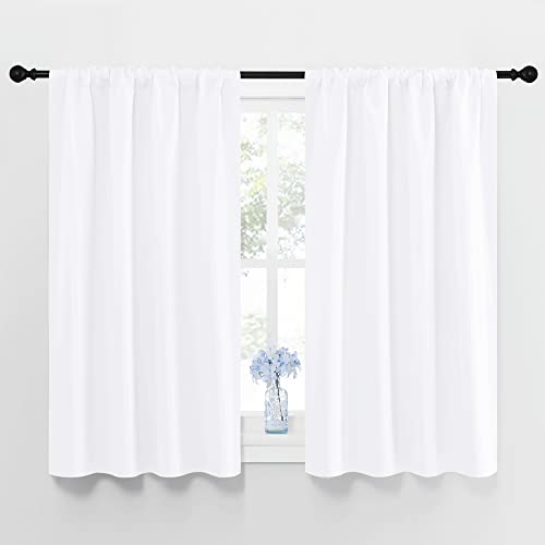 NICETOWN Semi Blackout Curtain Panels - 42x48 Inches, White, Set of 2