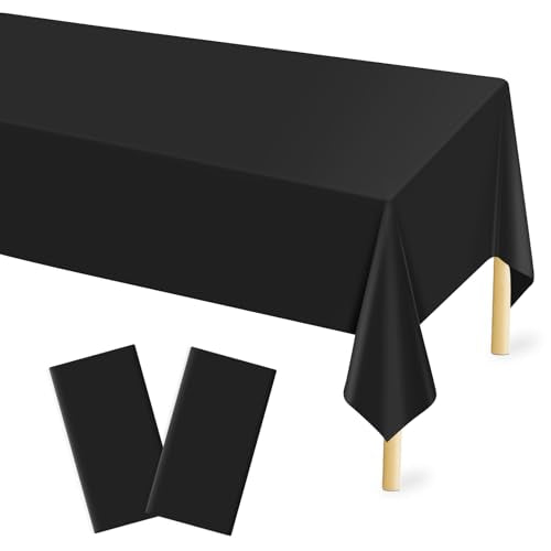 Mulbozy Disposable Black Tablecloths, 54x108 in, 2 Pack