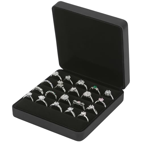 KUKUVR Travel Jewelry Organizer Box for Rings & Earrings - Black