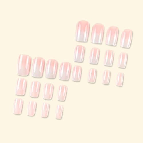 WAFOLOZE Medium Square Press on Nails Pink Ombre Fake Nails Kit