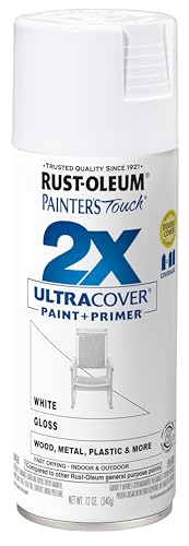 Rust-Oleum Painter's Touch 2X Ultra Cover Spray Paint, Gloss White, 12 oz