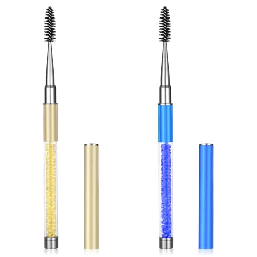 Qulkws 2 Pcs Capped Eyebrow Spoolie and Eyelash Brush, Portable Travel Makeup Brush Set