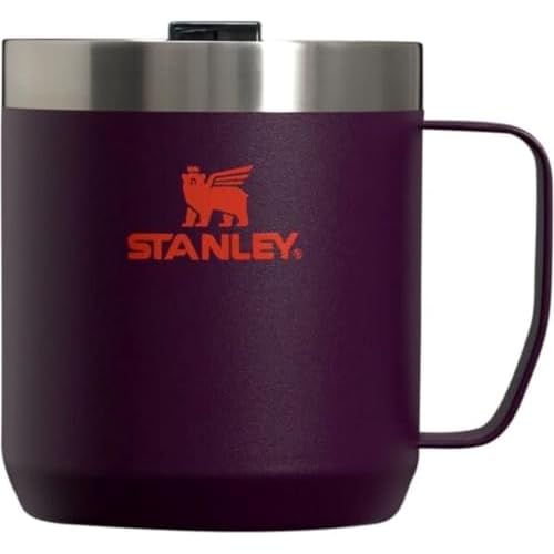 STANLEY Stay-Hot Camp Mug 12 oz | Press Fit Drink Through Lid | Cup for Coffee, Tea and Drinks | Insulated Stainless Steel Coffee Mug | BPA-Free | Plum