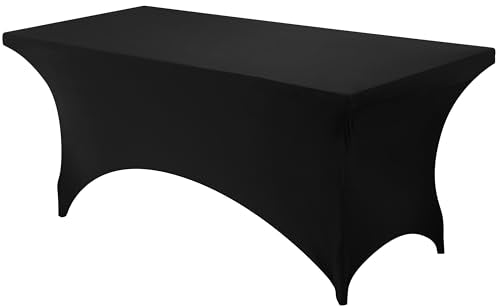 Utopia Kitchen Black 4ft Spandex Table Cover - 1 Pack, Wrinkle-Resistant