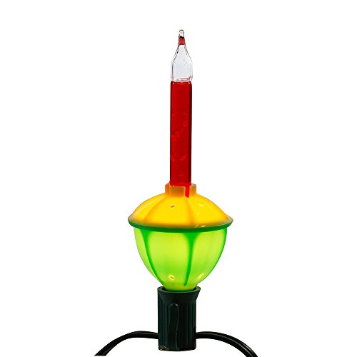 7-Light Bubble Light Set for Holiday Decor - Green Wire, Glass Bulbs