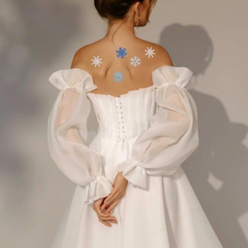 Glitter Snowflake Temporary Tattoos, 48PCS Winter Body Stickers