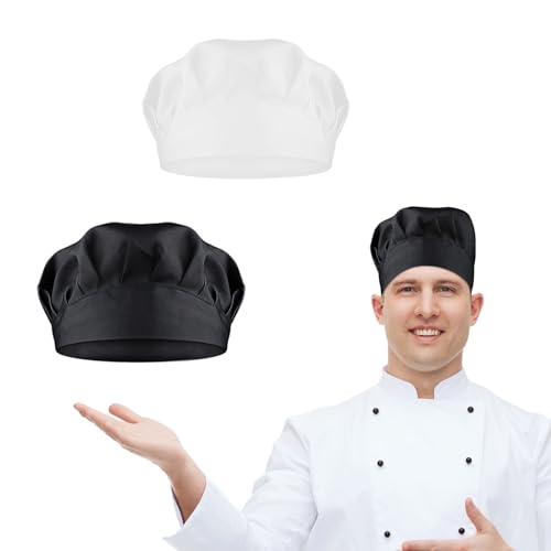 TIESOME 2PCS Adjustable Chef Hats - Reusable Cotton Cooking Caps