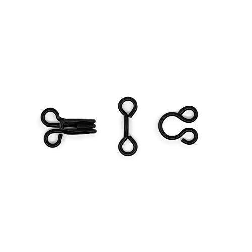 Dritz Hook and Eye Closures, Size 3, Black, 14 Count