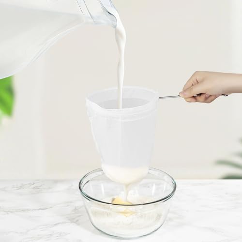 Ultra-Fine Mesh Strainer Bag with Stainless Steel Handle - Reusable