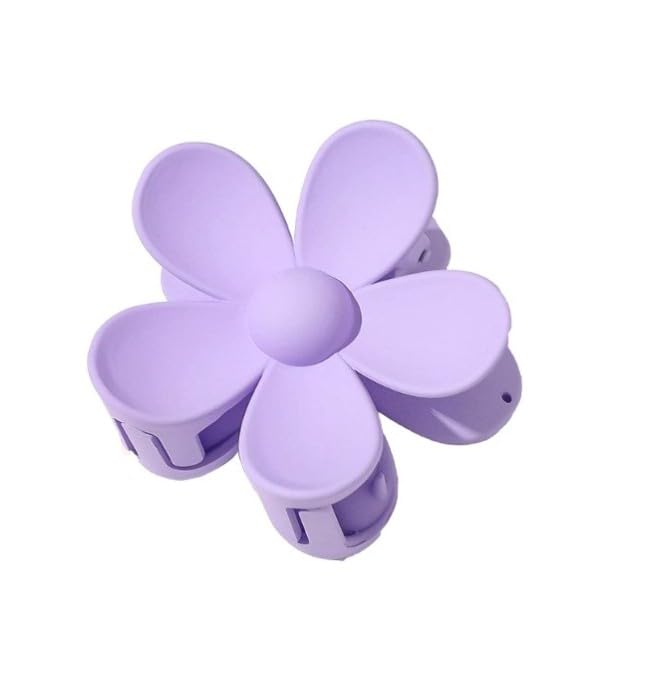 Purple Flower Hair Claw Clip Anti-Scratch Secure Jaw Grip