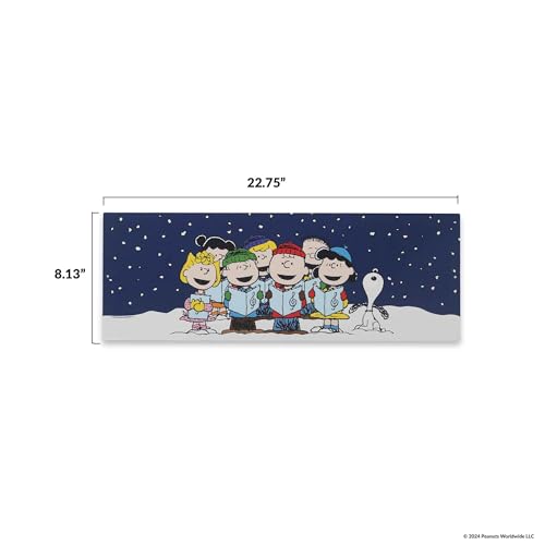 Navy Peanuts Charlie Brown Snoopy & Friends Carolling Metal Sign - Holiday Decor
