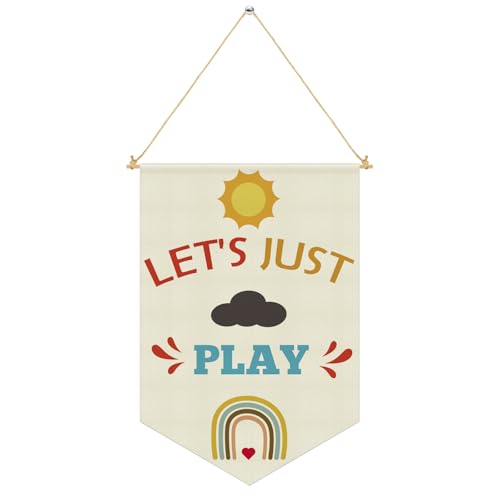 Kids Playroom Wall Decor - Beige Canvas Pennant Banner
