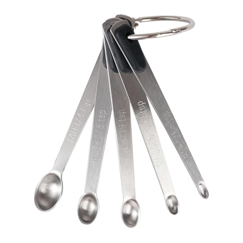 Black Mini Measuring Spoon Set with Silicone Grip - 5 Pack