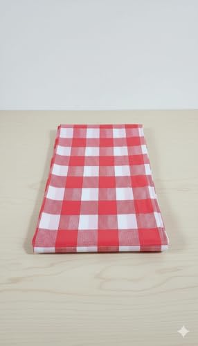Gingham Disposable Plastic Tablecloth - 54 x 108 Inches, Red