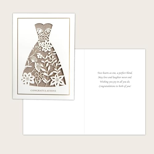 Gooji 5x7 Gold Foil Wedding Congratulation Card - Elegant Laser Cut Design