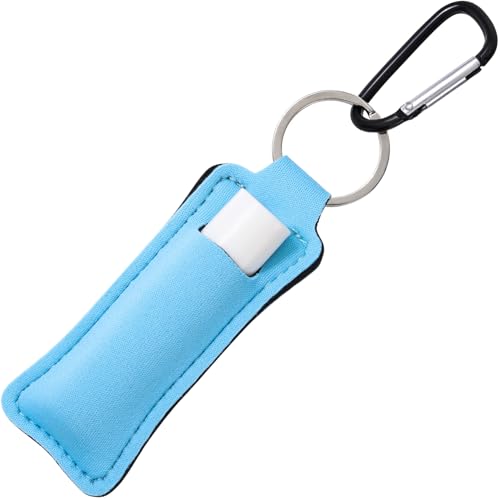 BEIQIYA Neoprene Lip Balm Holder Keychain with Metal Clip