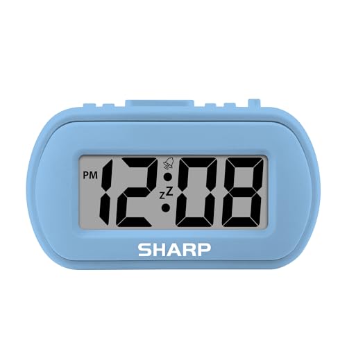 Sharp Battery Alarm Clock with Blue Backlight & Snooze Feature