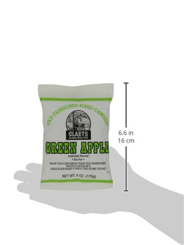 Claeys Green Apple Hard Candy Drops - 6 Ounce Bags (Pack of 12)
