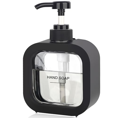 Black Hand & Dish Soap Dispenser - Modern Plastic Pump with Labels