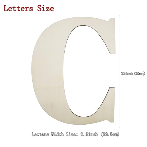 12-Inch Unfinished Wooden Letter C for DIY Wall Decor