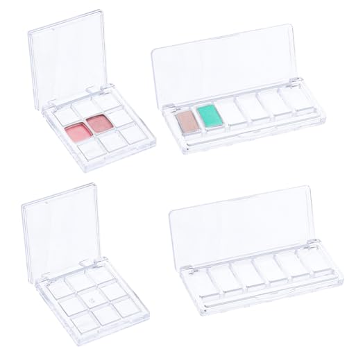 4-Piece Refillable Makeup Palette Cases for Travel - Clear