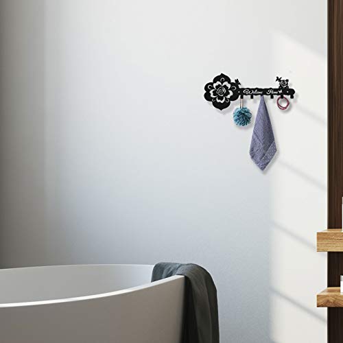 Deveosa Black Rose Metal Key Hanger Rack - Modern Wall Art Hooks