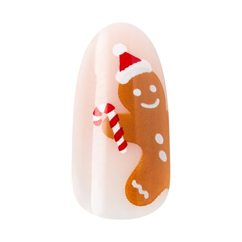 KISS Press On Nails Medium Oval Holly Nights Brown Holiday Kit