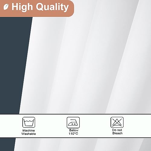 UFRIDAY White Fabric Shower Curtain Liner 36x72 inches with Hooks