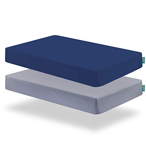 Fitted Crib Sheets for Boys & Girls - 2 Pack, Grey & Navy