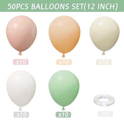 Sage Green and Pink Balloons 50 Pcs 12 Inch Boho Party Decorations