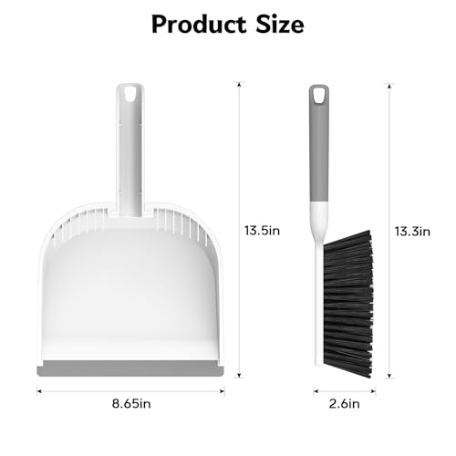 SetSail Small Dustpan and Brush Set with Comb Teeth - White