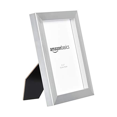 Amazon Basics Rectangular 5" x 7" Picture Frames, Nickel, 2-Pack
