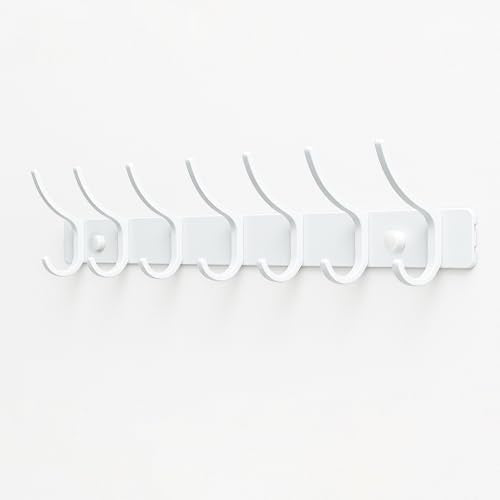LONGstar 17-Inch Matte White 7-Hook Wall-Mounted Coat Rack