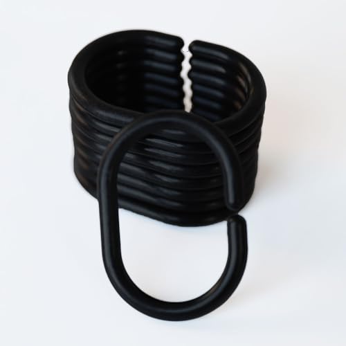 C-Shaped Plastic Shower Curtain Hooks - 12 Pack, Black