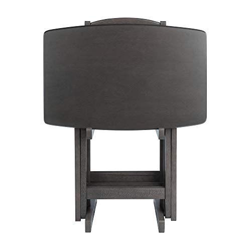 WINSOME Dorian Oversized Snack Table Set, Oyster Gray (Brown Base) (replace color may vary)., 23.62 x 15.75 x 25.51, 5pc