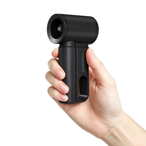CIVPOWER Black Portable Mini Handheld Fan USB Rechargeable Personal Cooling Fan with LED Display