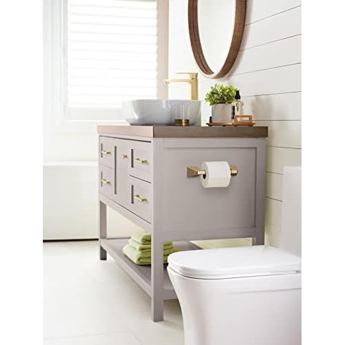 Amerock BH36001CZ | Champagne Bronze Pivoting Double Post Toilet Paper Holder | 9-5/16 in. (237 mm) Toilet Tissue Holder | Blackrock | Bath Tissue Holder | Bathroom Hardware | Bath Accessories