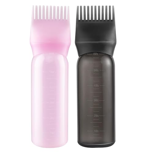 Pairswind 200ml Hair Oiling and Dye Bottle 2-Pack with Scalp Comb