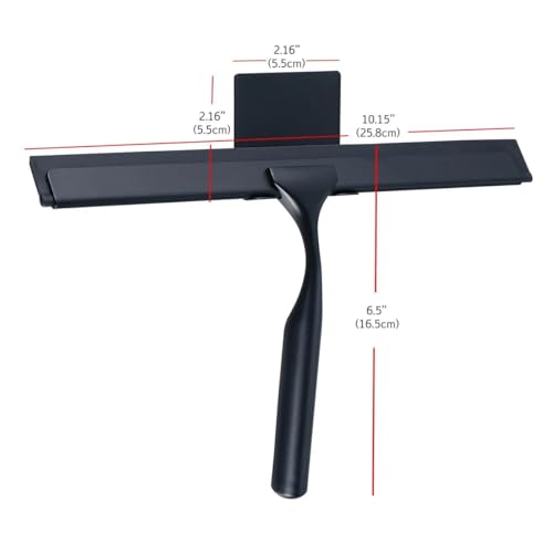 J&V TEXTILES 10-Inch Stainless Steel Shower Squeegee - Black