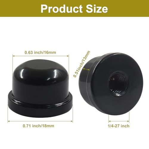 OSVJE Solid Black Lamp Finials 2 Pack - 1/2 Inch Tall 1/4-27 Thread for Shade Holder Harp
