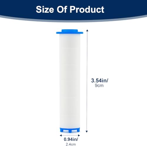 12-Pack High Pressure Shower Head Filter Cartridges - 3.54" x 0.94" PP Cotton