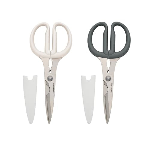 KitchenAid Gray 2-Pack Multipurpose Kitchen Shears with Nutcracker & Bottle Opener