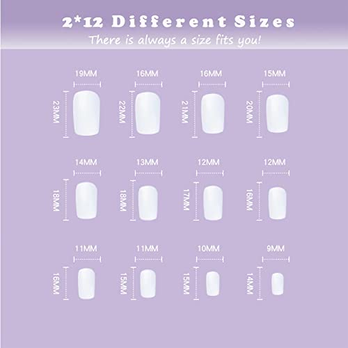 Medium Square Gradient French Press on Nails Glossy False Nails 24PCS