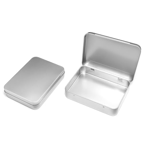 2-Pack Silver Hinged Tin Boxes 4.5" x 3.5" for Diamond Painting & Crafts