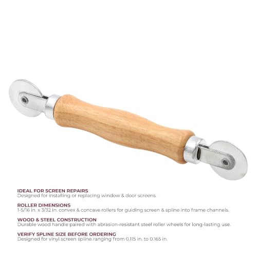 Screen Rolling Tool with Wood Handle and Steel Wheels