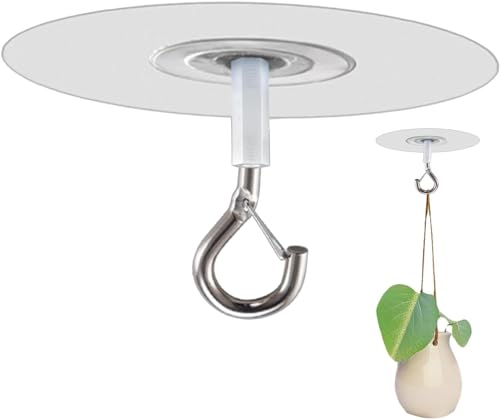 Silver Adhesive Ceiling Hook - Weight-Bearing, Drill-Free Hanging